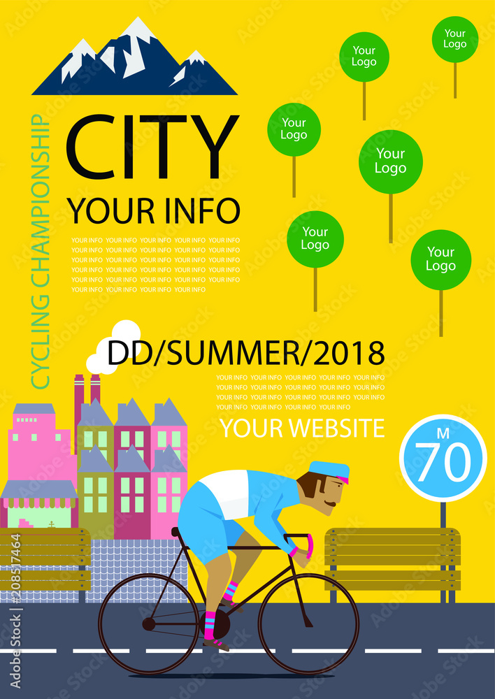 Cycling Poster Design Template Vector Illustration Cycling Poster Design Template Vector Illustration