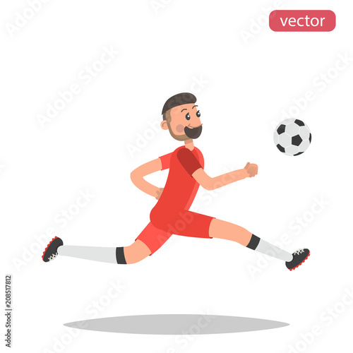 Football player hits the ball color flat illustration © LynxVector