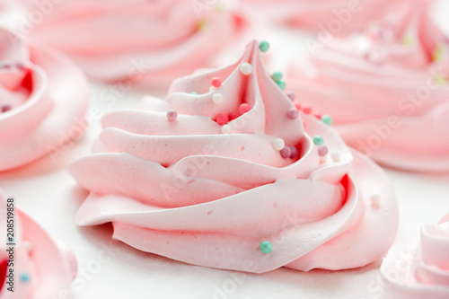 Wallpaper Mural Homemade marshmallow, fluffy dessert zephyr, pink swirl meringue with colorful sugar sprinkles close up Torontodigital.ca