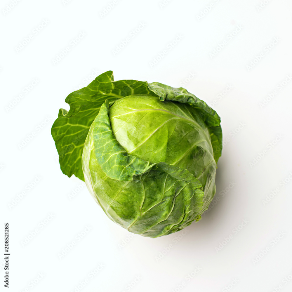Green cabbage isolated on white background, square Green cabbage isolated on white background, square
