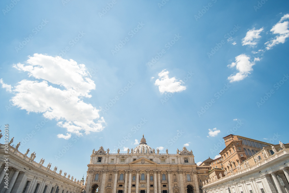 St. Peter's Basilica located at Saint Peter's Square, the large plaza in Vatican City.