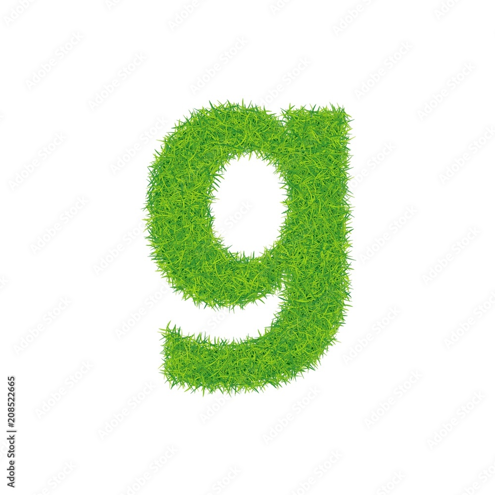 Green grass letter q on white background. Green grass letter q on white background.