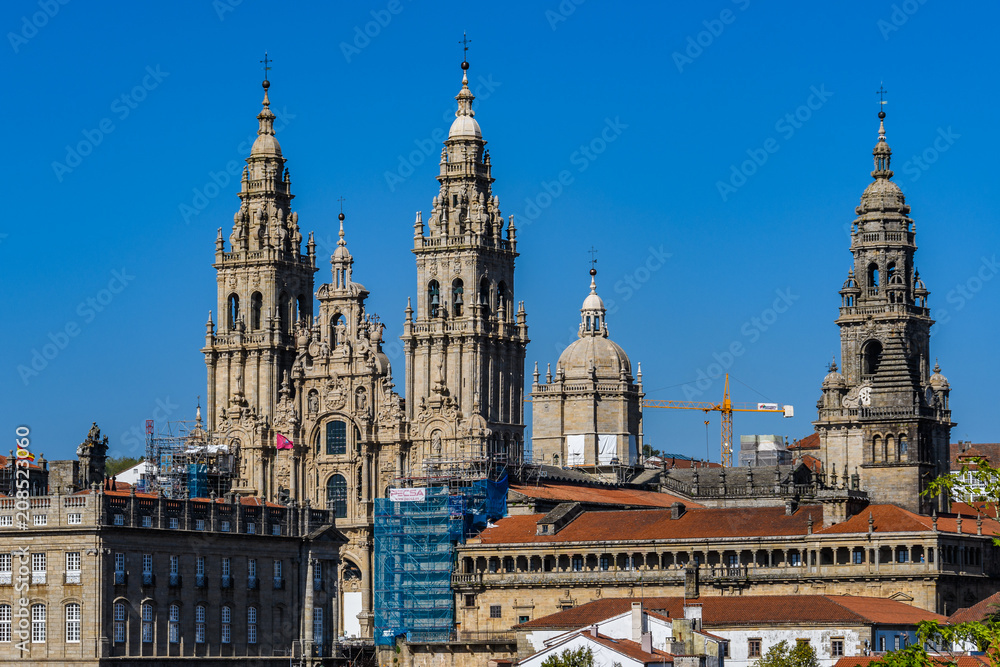 Towers of the Cathedral in Santiago de Compostela, Spain