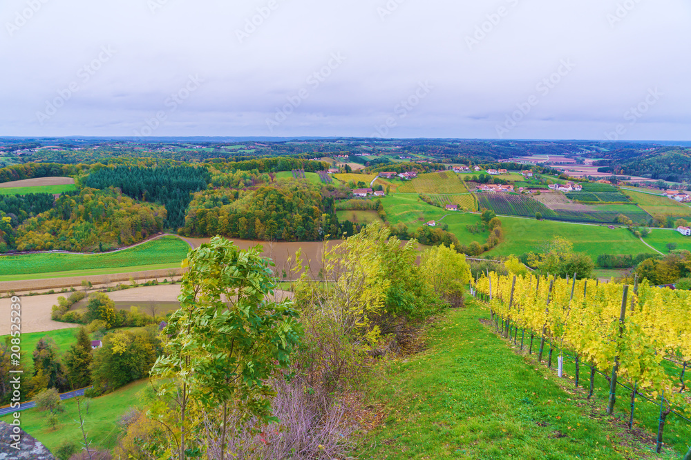 Fototapeta premium Vineyards surrounding castle Riegersburg, Styria, Austria
