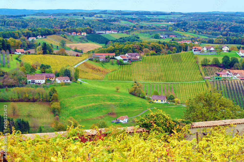 Vineyards surrounding castle Riegersburg, Styria, Austria