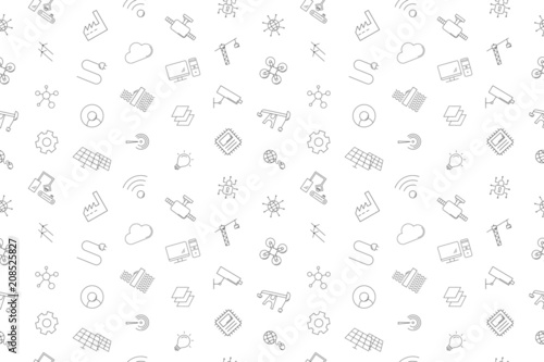 Industry 4.0 background from line icon. Linear vector pattern