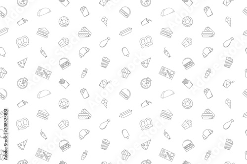Street food background from line icon. Linear vector pattern