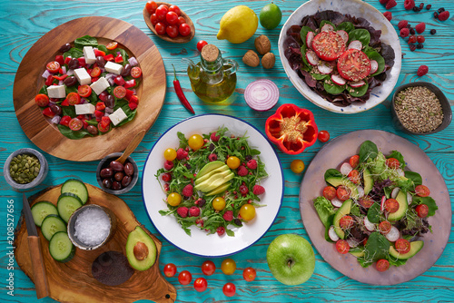 salad assortment and healthy vegan ingredients