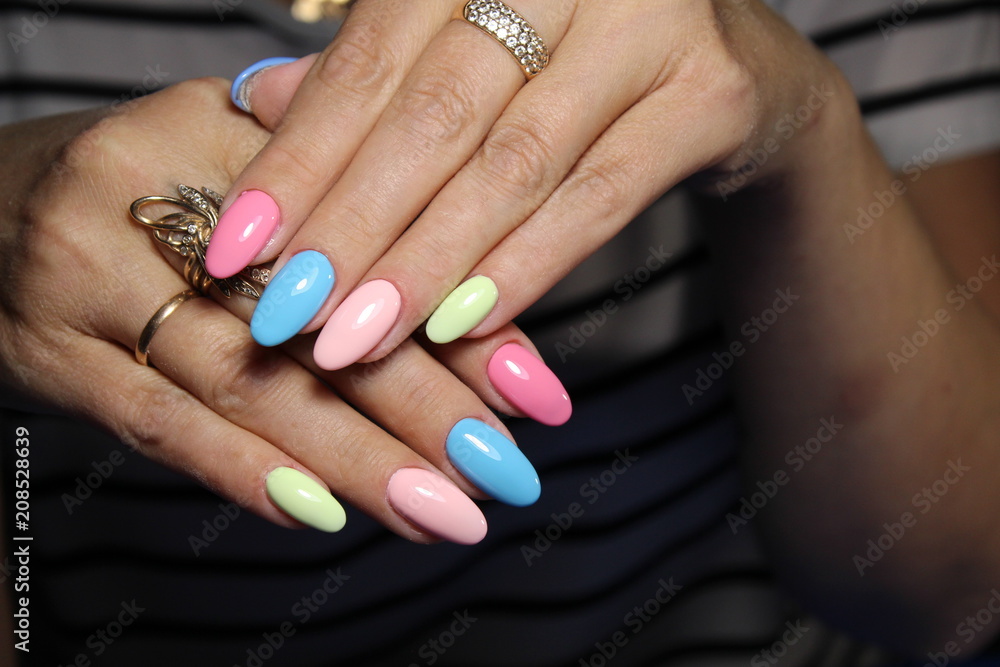 beautiful multicolored manicure