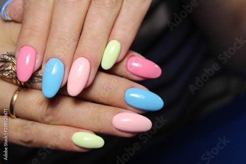 fashionable multicolored manicure
