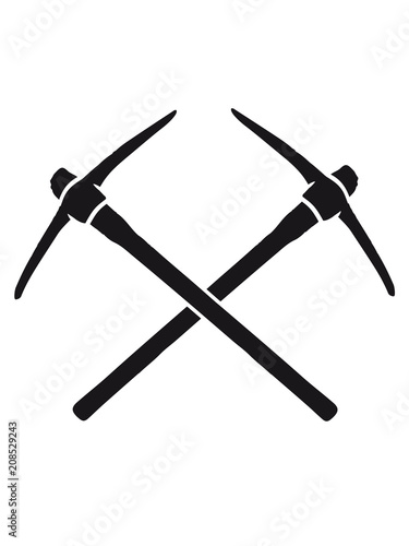 schwarz 2 kreuz logo pickaxe spitzhacke abbauen bergbau hammer axt werkzeug bergarbeiter