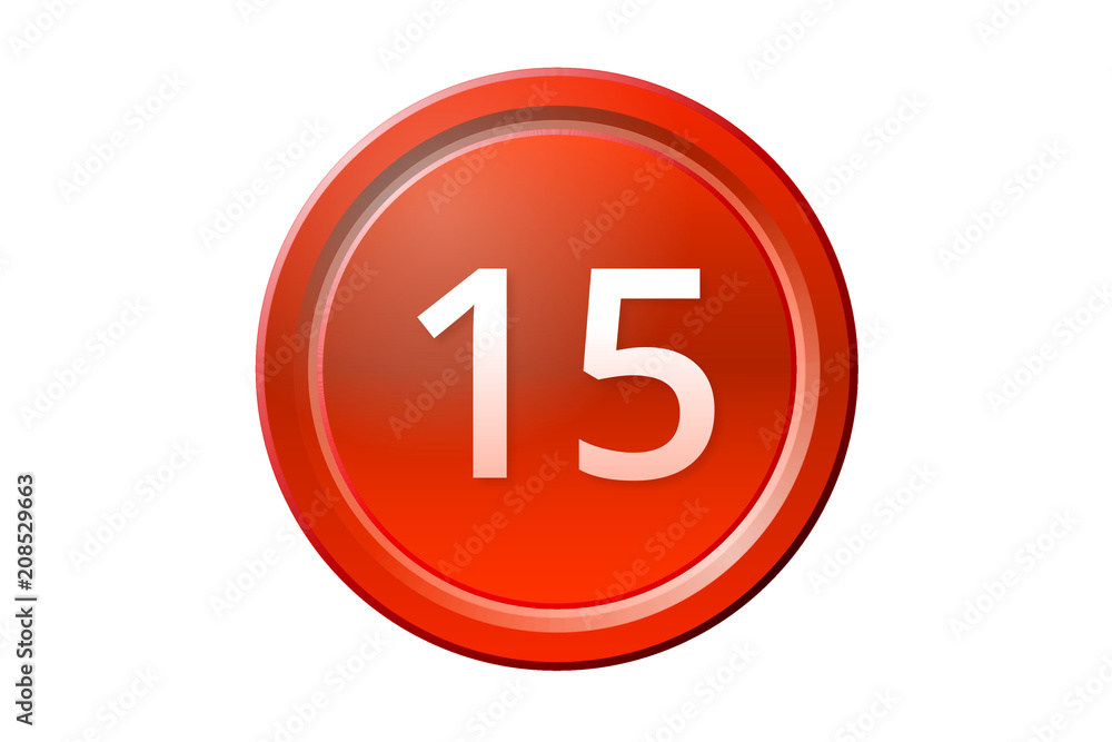 fifteen number 15 red button fifteen number 15 red button