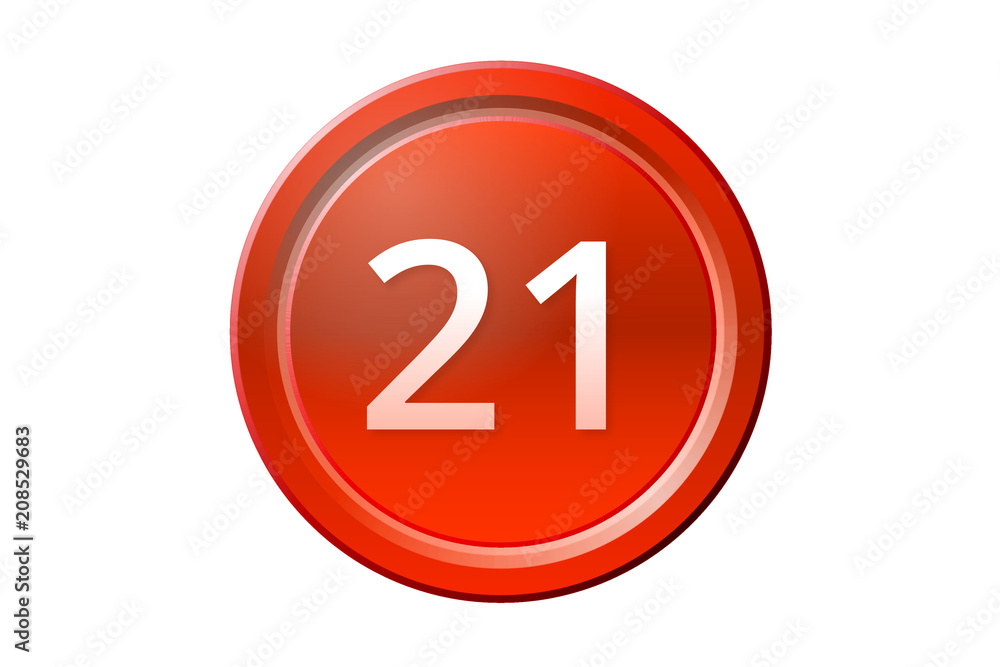 twenty-one number 21 red button Stock Illustration | Adobe Stock