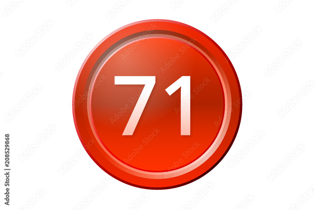 seventy-one number 71 red button seventy-one number 71 red button