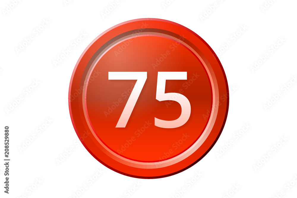 seventy-five number 75 red button seventy-five number 75 red button