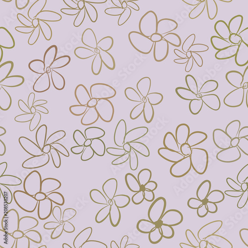 Seamless illustrations of flower. Cartoon, shape, style & surface.