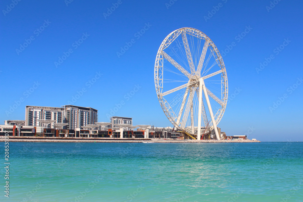 Construction of the largest Ferris wheel by the sea. Dubai, March, 2018.