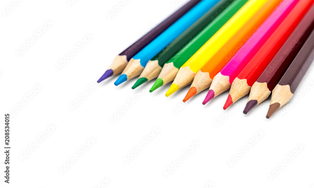 Color pencils on white background. Color pencils on white background.