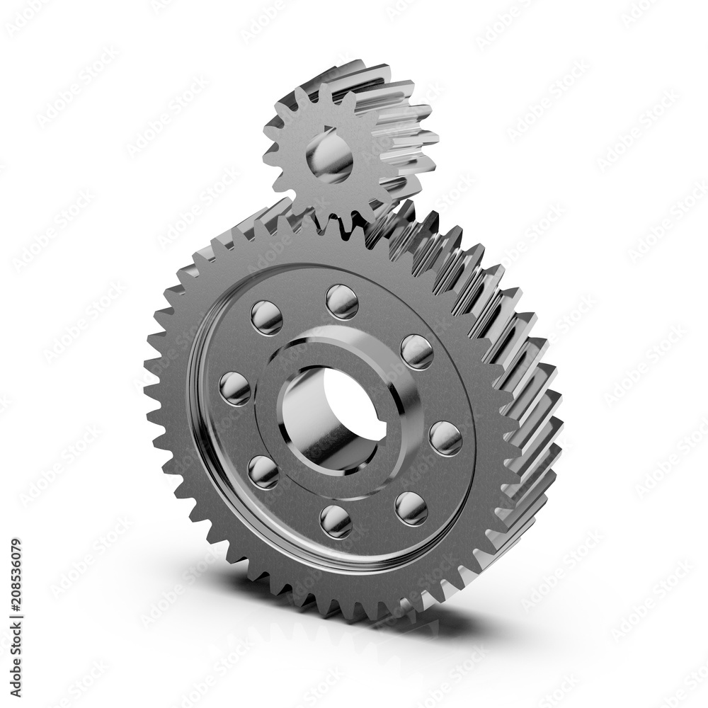 Helical bevel gear. Low-speed gear train. 3D rendering Helical bevel gear. Low-speed gear train. 3D rendering