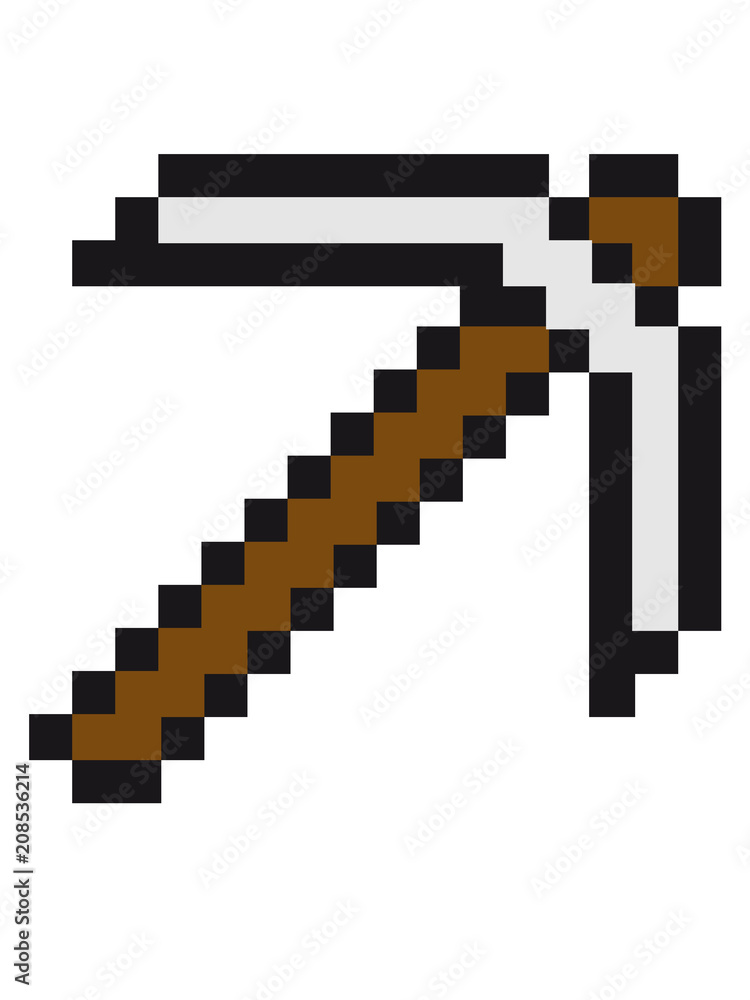 pixel retro computerspiel bauen gamer game design kreis stempel button rund logo pickaxe spitzhacke abbauen bergbau hammer axt werkzeug bergarbeiter