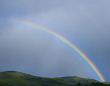 Colorful rainbow in the sky of the Basque Country