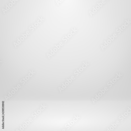 Abstract empty room studio with blurred gradient white background in light bright backdrop