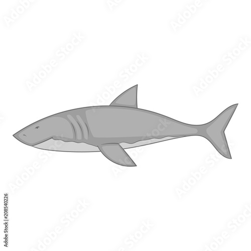 Shark icon in monochrome style isolated on white background vector illustration