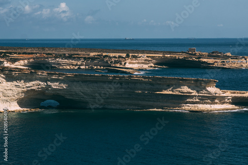 View to St. Peters Pool in Delimara, near Marsaxlokk