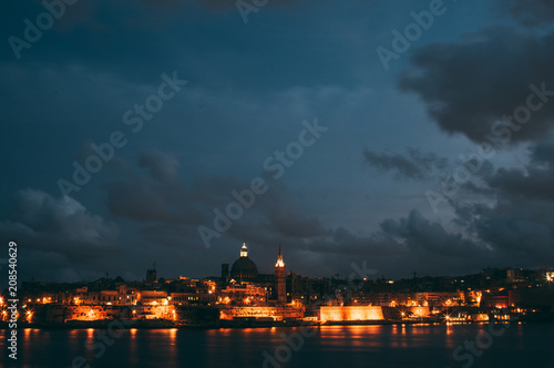 Beautiful view from Sliema to Valletta in the evening, Malta