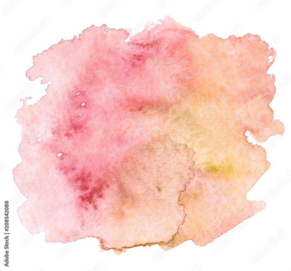 Watercolor handmade colorful abstract background illustration with pink, yellow, red color