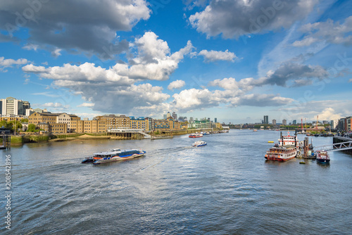 Boats on River Thames in London