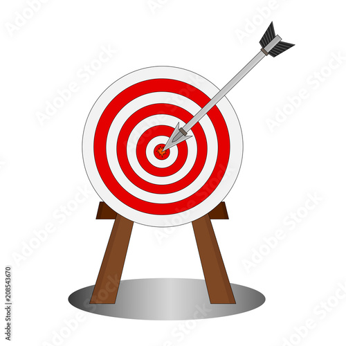 Isolated business hitting arrow to center the target