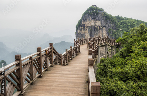 The Cliff  Hanging Walkway at Tianmen Mountain, The Heaven's Gate at Zhangjiagie, Hunan Province, China, Asia