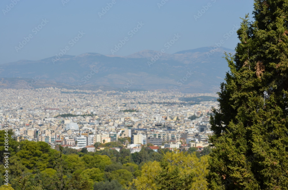 athens ancient  greece panorama city