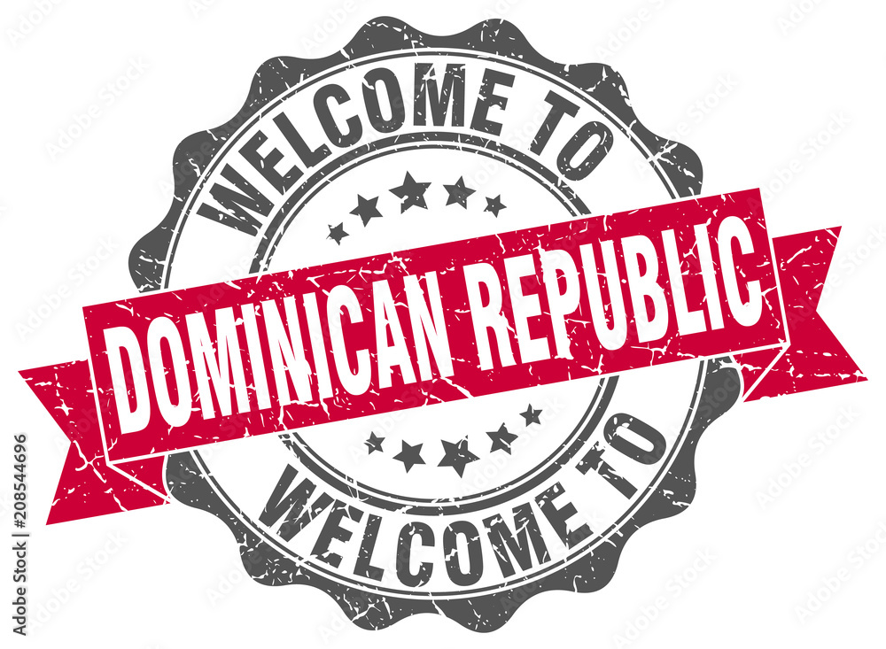 Obraz premium Dominican Republic round ribbon seal