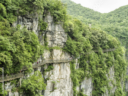 The Cliff  Hanging Walkway at Tianmen Mountain, The Heaven's Gate at Zhangjiagie, Hunan Province, China, Asia photo