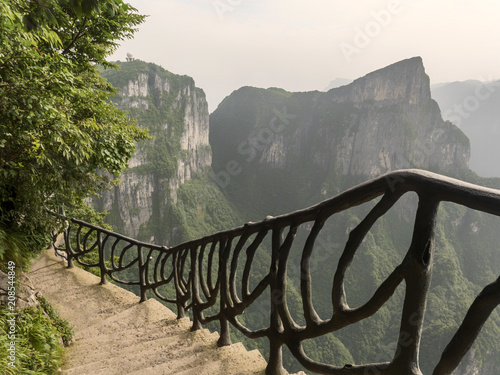 The Cliff  Hanging Walkway at Tianmen Mountain, The Heaven's Gate at Zhangjiagie, Hunan Province, China, Asia photo