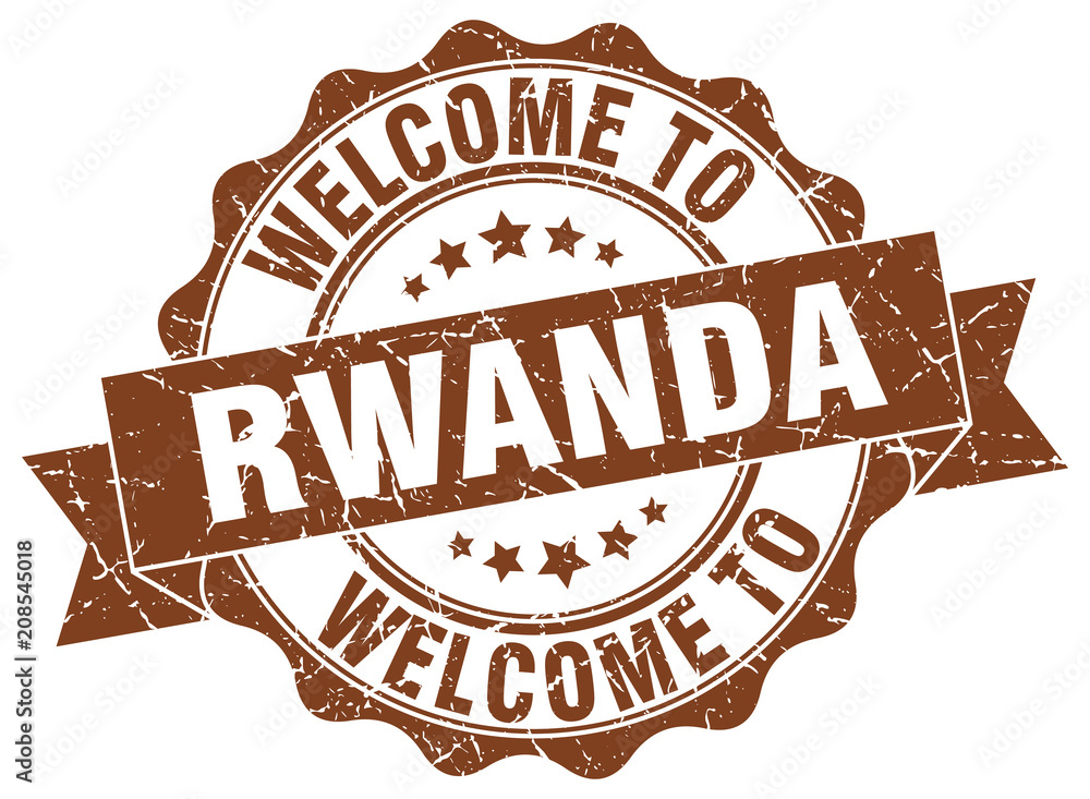 Obraz premium Rwanda round ribbon seal