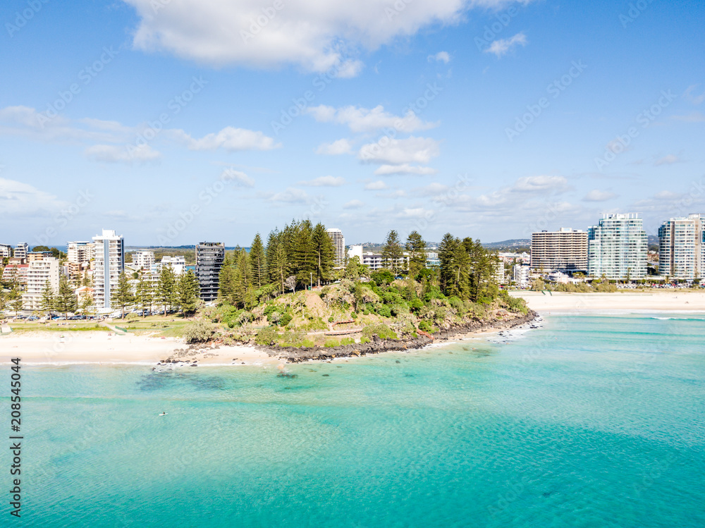 An aerial view of Greenmount beach at Coolangatta on Queensland's Gold Coast in Australia