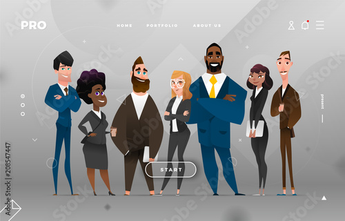 Main Page Business Design with Cartoon Character