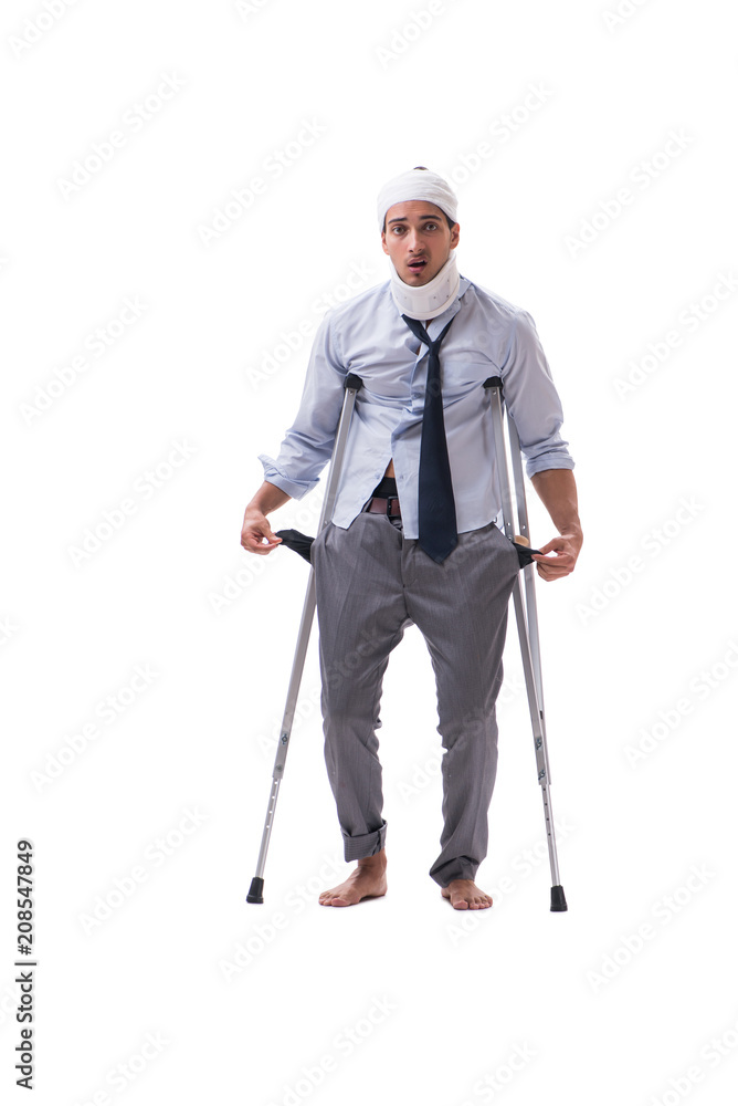 Injured businessman isolated on white background Injured businessman isolated on white background