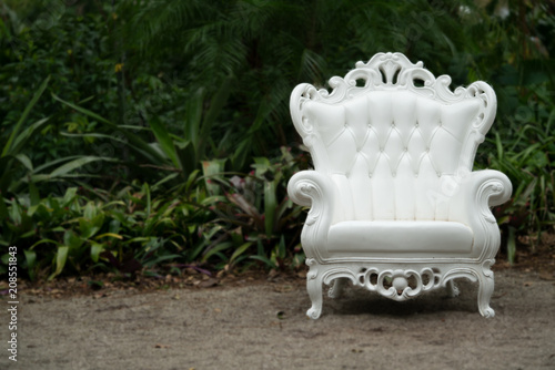 white leather chair outdoors