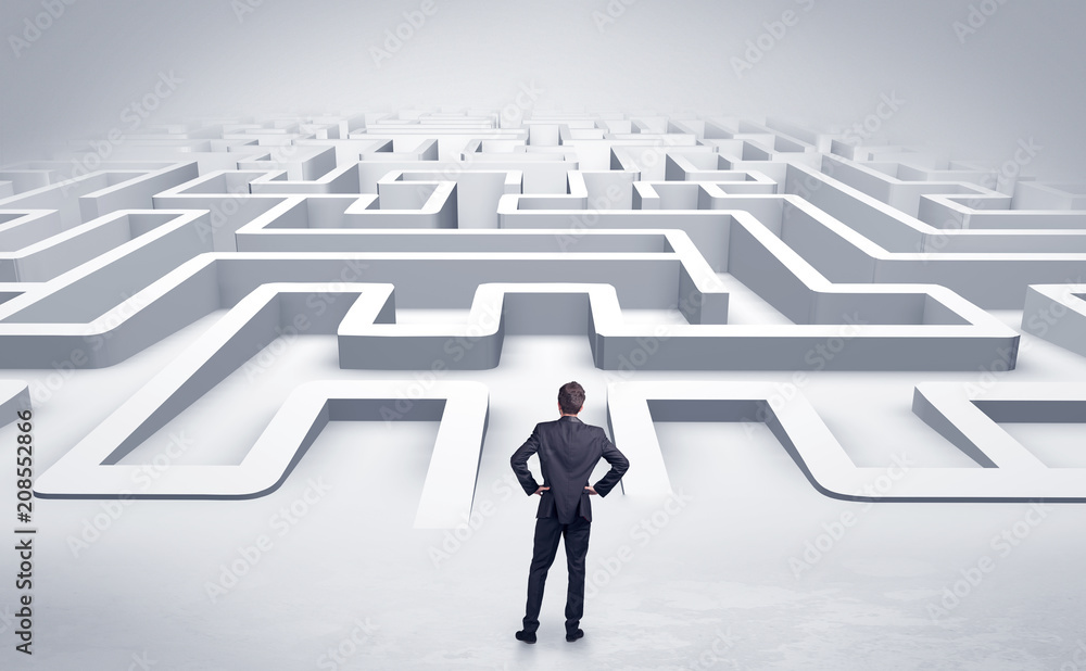 Businessman getting ready to enter a 3D flat labyrinth concept
Businessman getting ready to enter a 3D flat labyrinth concept