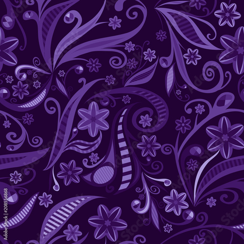 floral pattern. vector seamless pattern. violet background with flowers