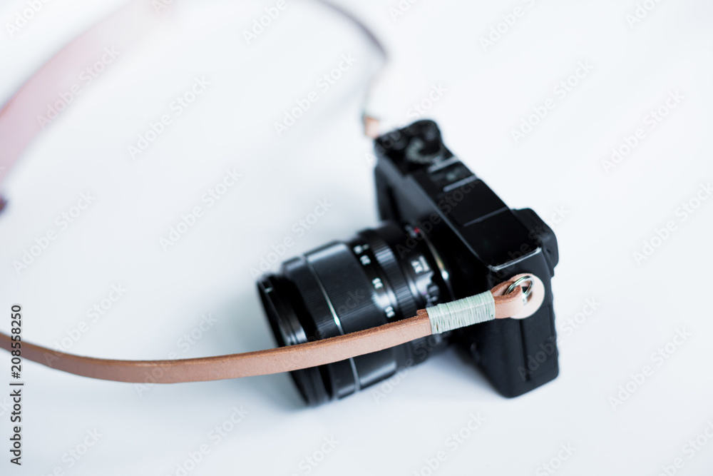 Leather mirrorless camera strap with thread handmade work Leather mirrorless camera strap with thread handmade work