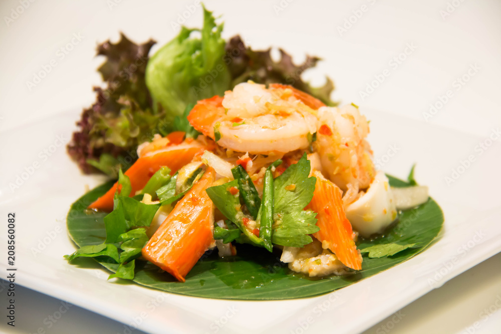 A Photo of Thai spicy seafood salad A Photo of Thai spicy seafood salad
