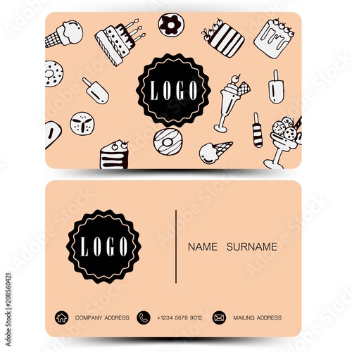 Business card design. Use for bakery shop .Vintage color EPS10.