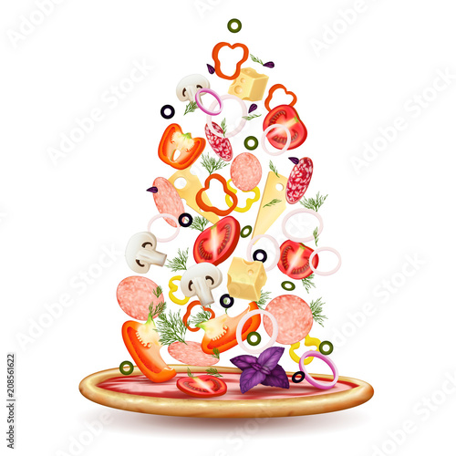 Pizza Toppings Pile Composition