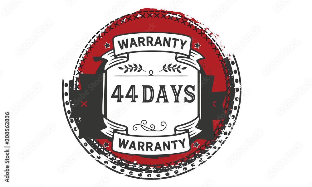 44 days warranty icon stamp