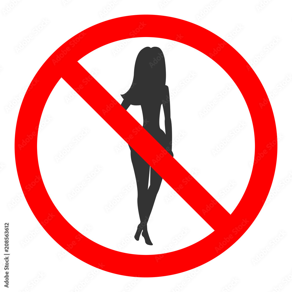 NO WOMEN Sign Sexy Woman Silhouette In Red Crossed Out Circle Vector no-women-sign-sexy-woman-silhouette-in-red-crossed-out-circle-vector